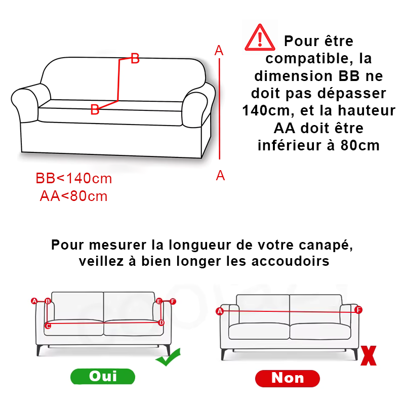 Stretch-Sofabezug aus Damastvelours für 1-, 2-, 3-, 4- und 5-Sitzer