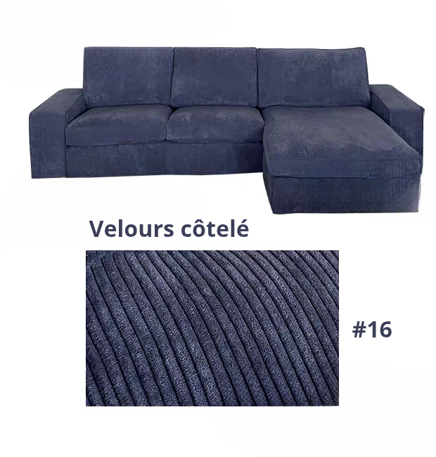 Housse canapé d'angle méridienne IKEA KIVIK velours côtelé bleue marine