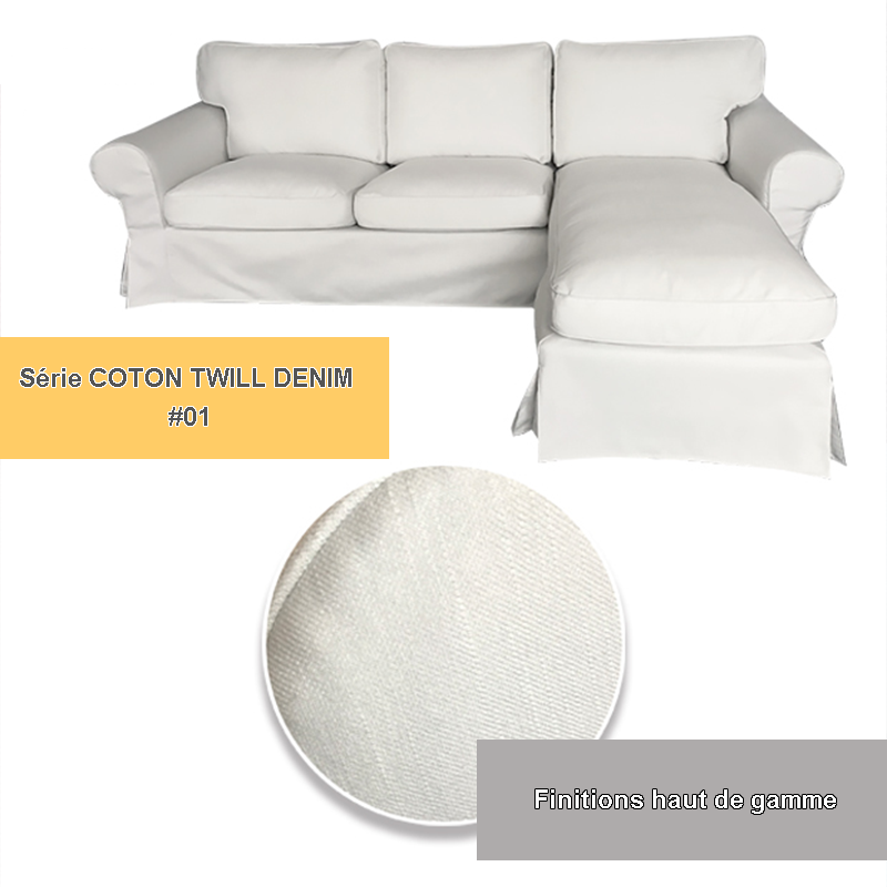 Housse pour canapé d'angle IKEA EKTORP méridienne Blanc