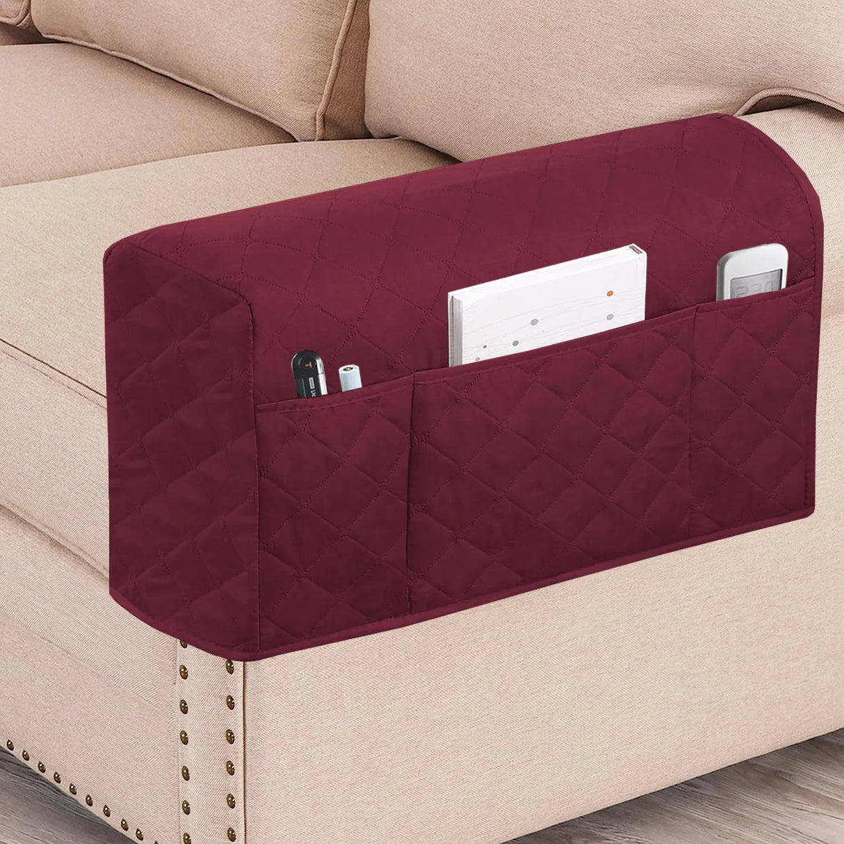 Housse protection accoudoirs fauteuil canapé bordeaux
