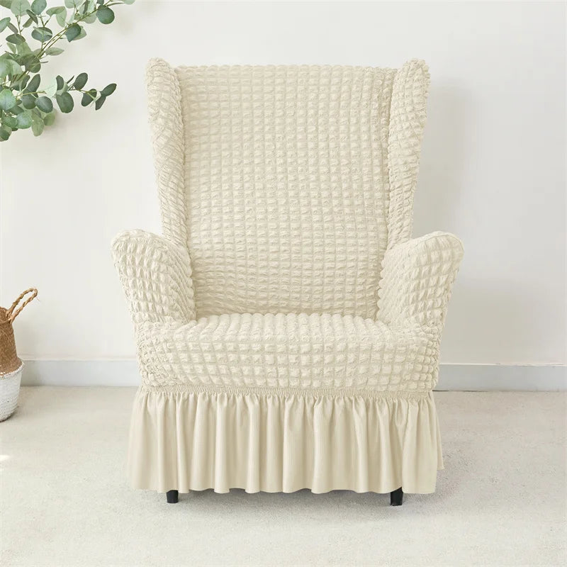 Housse pour fauteuil IKEA Strandmon avec jupe beige