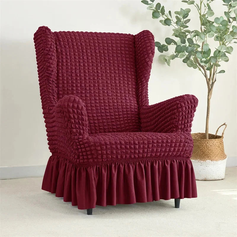 Housse pour fauteuil IKEA Strandmon avec jupe bordeaux