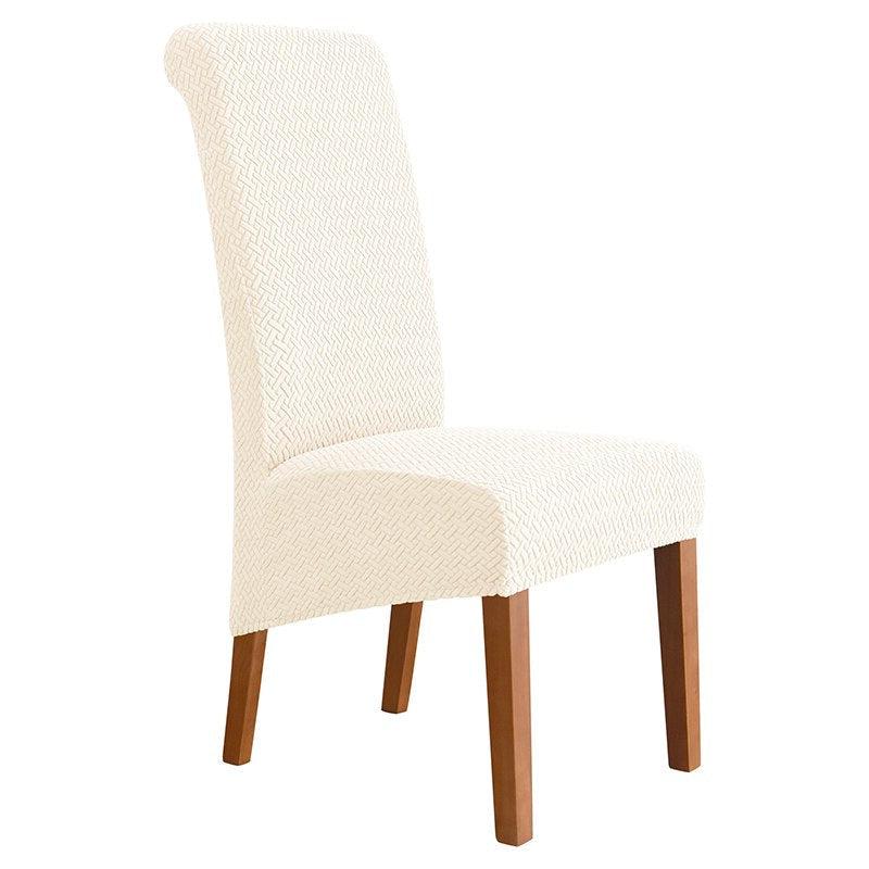 Housses de chaises hautes velours damassé beige