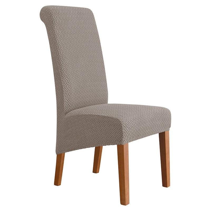 Housses de chaises hautes velours damassé khaki