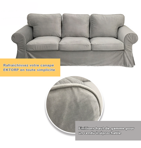 Housse canapé IKEA EKTORP luxe haut de gamme velours argent tissu