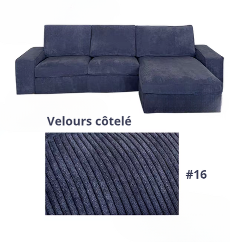 Housse canapé d'angle  méridienne  IKEA KIVIK velours côtelé bleue marine