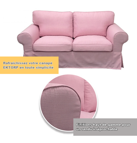 Housse pour canapé IKEA EKTORP 2 places rose barbie tissu