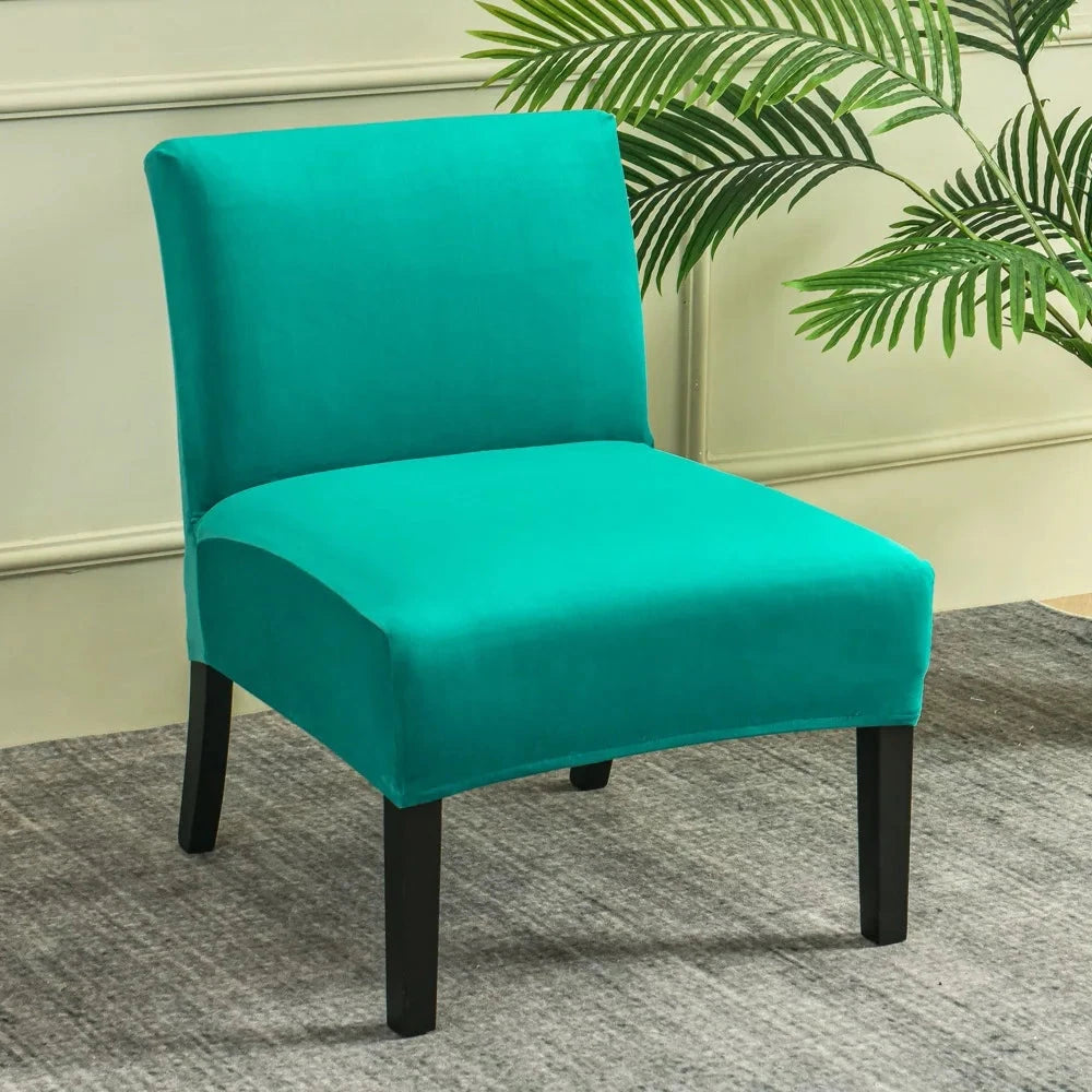 Housse pour chauffeuse, fauteuil bas velours turquoise