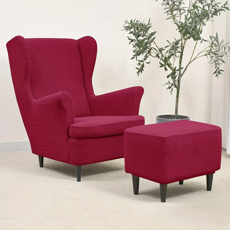 Housse pour fauteuil IKEA Strandmon et repose pieds bordeaux 