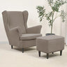 Housse pour fauteuil IKEA Strandmon et repose pieds taupe Casaharmony