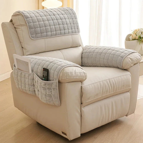 Pad antidérapant de protection pour fauteuil et canapé gris clair