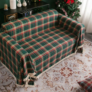 Große Sofadecke oder Sesseldecke mit Schottenkaro
