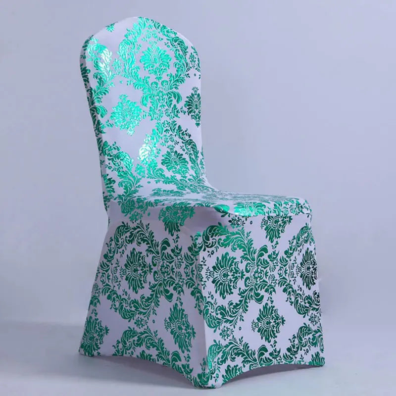 Housse de chaise mariage motif doré  turquoise