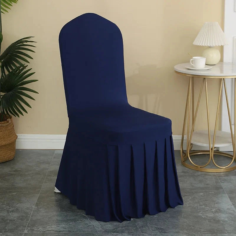 Housse de chaise à jupes lycra pour mariage bleue marine