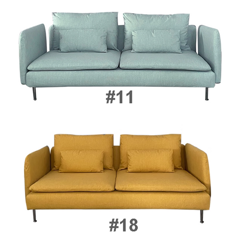 Housse canapé IKEA SODERHAMN ocre bleue ciel avec accoudoir