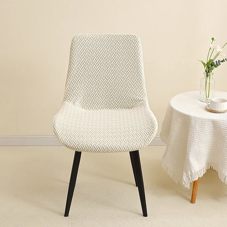 housse de chaise scandinave assise et dossier incurvé beige 