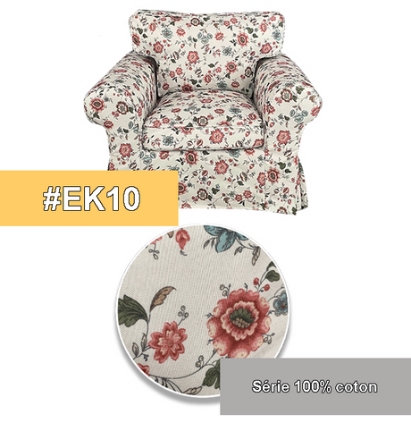 Housse fauteuil IKEA EKTORP haut de gamme 100% coton motif floral