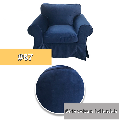 Housse fauteuil IKEA EKTORP luxe velours  bleue marine