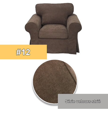 Housse fauteuil IKEA EKTORP luxe velours  strié anti griffes marron