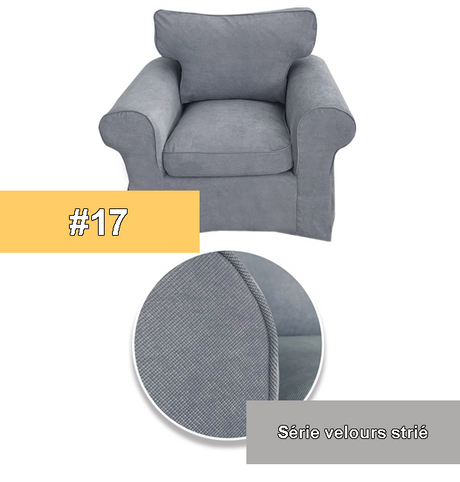Housse fauteuil IKEA EKTORP luxe velours  strié anti griffes gris