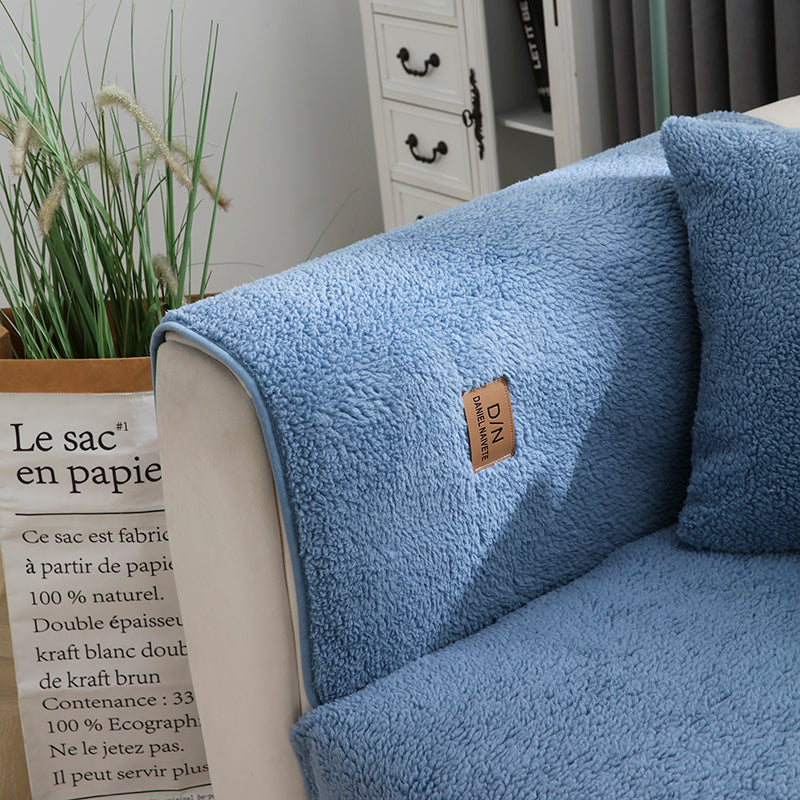 accoudoir pure laine bleue