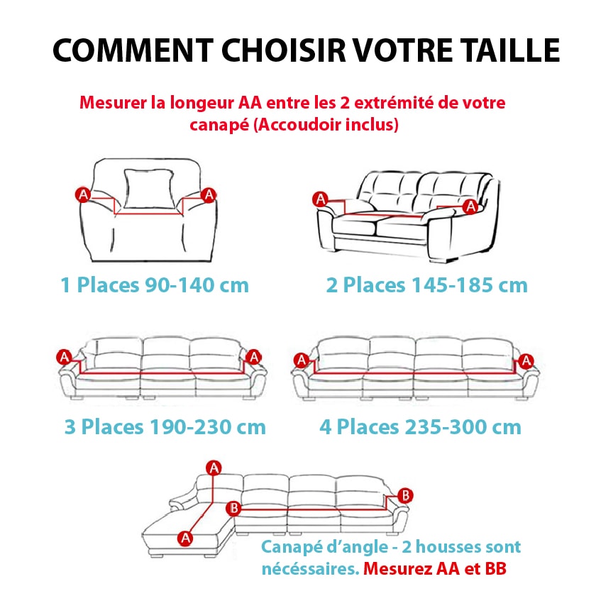 guide des tailles housse canapé