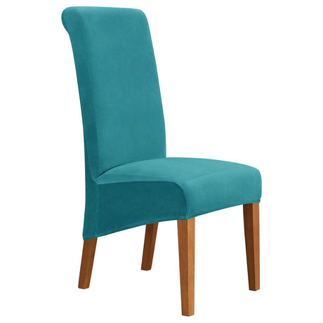 Housses de chaises hautes velours turquoise