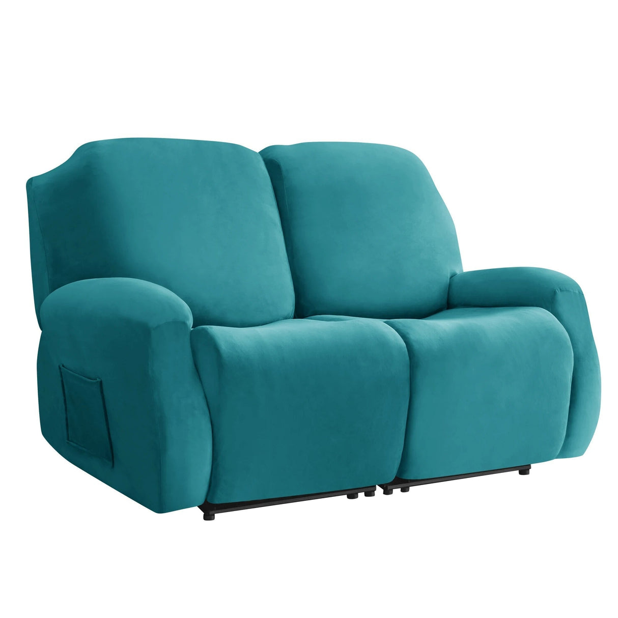 housse pour canapé relaxation 2 places velours turquoise