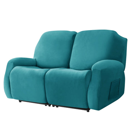 housse pour canapé relaxation 2 places velours turquoise